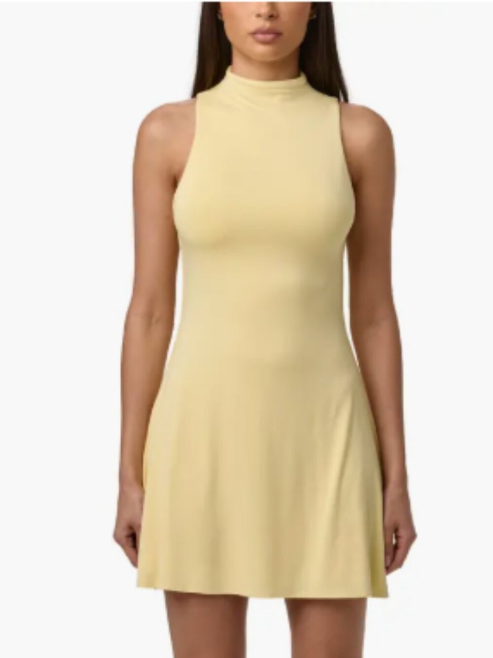 Naked Wardrobe Active Mock Neck Minidress – Buttercream – Large – NWOT